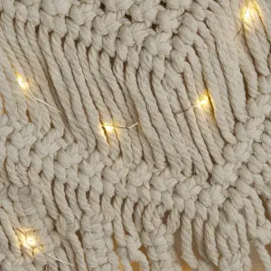 Lighting Collection Akin Cream LED Macrame Dream Wall Hanging