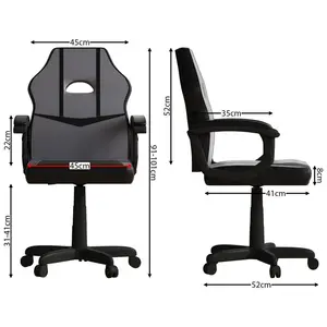 Latitude Run Muskoka Adjustable Ergonomic Faux Leather Swiveling PC & Racing Game Chair Grey