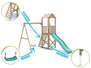 Dunster House Climbing Frame with One Swing & Slide BalconyFort High Platform