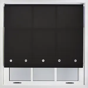 Furnished Daylight Roller Blind with Round Eyelets - Black Trimmable, 100cm x 210cm