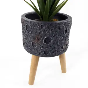 Moon Black Planter with Stand Extra Large