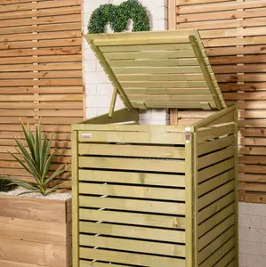 68cm x 1.2m Wooden Outdoor Garden Single Wheelie Bin Store Storage