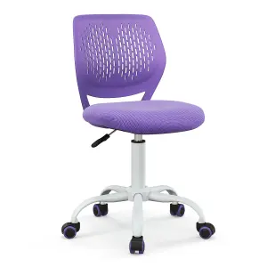 Costway Kids School Desk Chair Ergonomic Study Chair Rolling Swivel Task Chair w/ Adjustable Height Purple