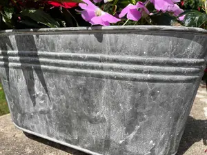 Galvanised Oval Trough with Handles Outdoor Garden Planter Flower Pot