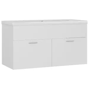 Berkfield Sink Cabinet with Built-in Basin White Engineered Wood