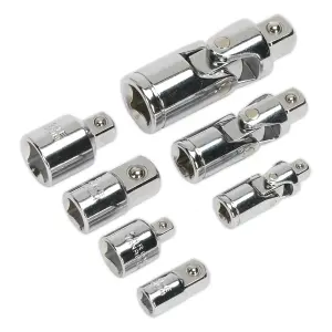 Sealey Universal Joint Socket Adaptor Set 7pc 1/4" 3/8" 1/2" Square Drive AK2737