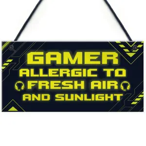 Funny Gamer Sign Hanging Door Bedroom Plaque Son Brother Birthday Christmas Gift