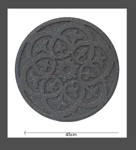 Round Grey Scroll Stepping Stone (45cm diameter x 2cm thick)