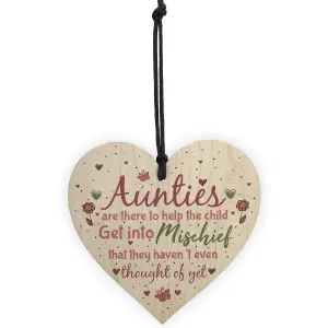 Red Ocean Funny Auntie Gift Best Friend Wooden Heart Shabby Chic Birthday Keepsake Niece Nephew Sign Plaque