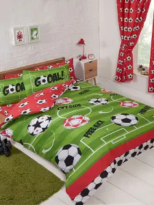 Football Red Double Duvet Cover and Pillowcase Set