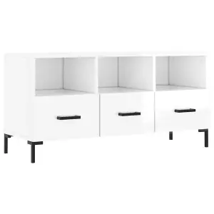 Berkfield TV Cabinet High Gloss White 102x36x50 cm Engineered Wood