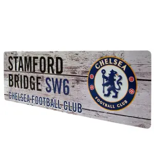 Chelsea FC Rustic Plaque White/Black/Blue (One Size)