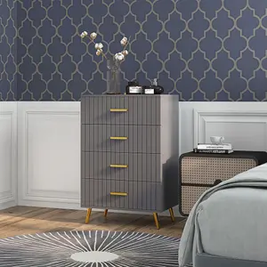 HOMCOM Bedroom Chest of Drawers, 4-Drawer Dresser with Aluminium Legs