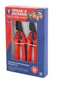 Spear & Jackson CUTTINGSET3 Secateurs & Gloves Gift Set (Twin Pack Razorsharp Secateurs + Gardening Gloves)