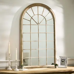 Vintage Style Decorative Tall Round Arch Mirror Bathroom, Bedroom, Hallway Window Mirror H131cm x W75cm