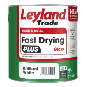 Leyland Trade Fast Dry Plus Brilliant White Gloss Metal & wood paint, 2.5L