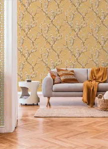 Galerie Spring Blossom Yellow Wallpaper