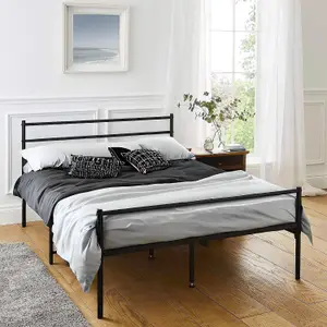 House Of Home King Size Bed Frame in Black Easy Assembly Bed Frame Under Bed Storage