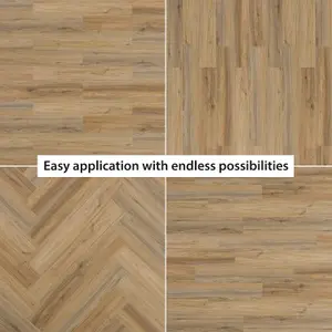 15 Pieces Latte Brown Wood Look Vinyl Flooring