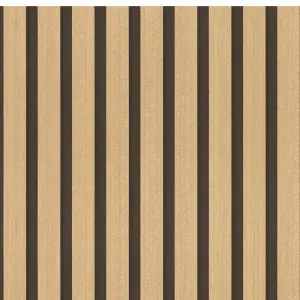 Metallic Gold & Black Wood Panel Slats Wallpaper 78627-2