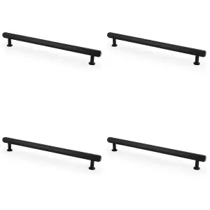 4 PACK - Industrial Hex T Bar Pull Handle - Matt Black 224mm Centres Kitchen Cabinet Door