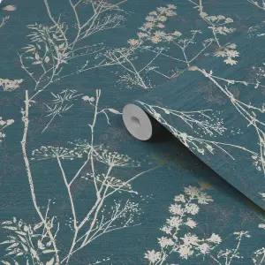 Superfresco Hedgerow Floral Teal Wallpaper