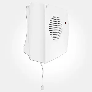 2Kw 2000Watt Bathroom Wall Mount Fan Heater With Runback Timer & Pull Switch