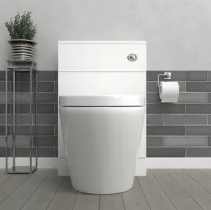 Nes Home 500mm Back To Wall Rimless Toilet with Flat Pack WC Unit Gloss White