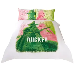 Wicked Duvet Cover Set Pink/Green/White (Double)