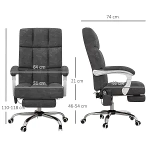 Vinsetto Massage Office Chair w/ Heat, Ergonomic Desk Chair w/ Footrest, Grey