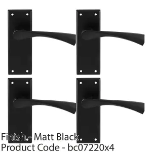 4 PACK - PAIR Angular Lever on Latch Backplate Door Handle 150 x 50mm Matt Black