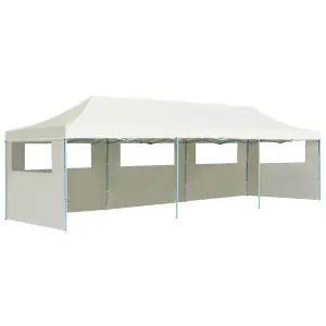 Berkfield Folding Pop-up Party Tent with 5 Sidewalls 3x9 m Cream