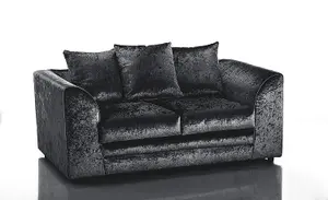 Bella Crushed Velvet 2 Seater Sofa Black