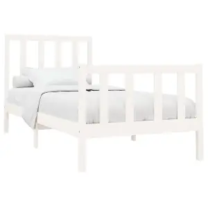 Berkfield Bed Frame White Solid Wood Pine 90x200 cm