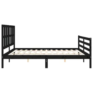 Berkfield Bed Frame with Headboard Black 200x200 cm Solid Wood