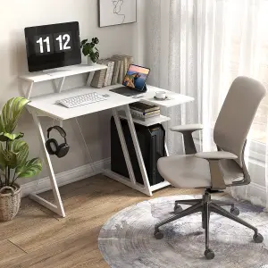 Costway L-Shaped Gaming Desk Small Computer Desk w/ Monitor Shelf & Outlets