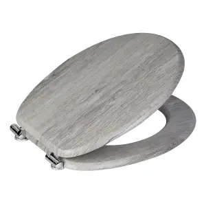 Showerdrape Norfolk Soft Close Grey Oak Wooden Toilet Seat