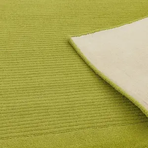 Green Simple and Stylish Wool Modern Plain Handmade Rug for Living Room and Bedroom-68 X 240cm (Runner)