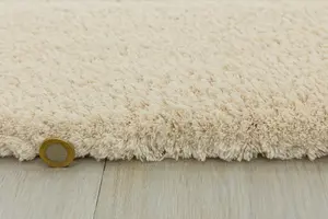 Ivory Plain Shaggy Modern Easy To Clean Living Room Bedroom & Dining Room Rug-80cm X 150cm