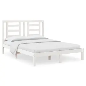 Berkfield Bed Frame White Solid Wood Pine 140x200 cm