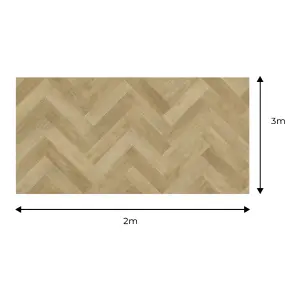 Precut Greige Herringbone Parquet effect Sheet vinyl, 6m²