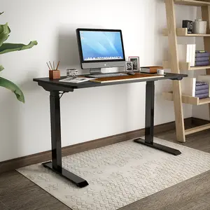 Ergonomic Electric Sit-Stand Desk with Twin Monitor Bracket - 1200 x 600mm Black Office Set