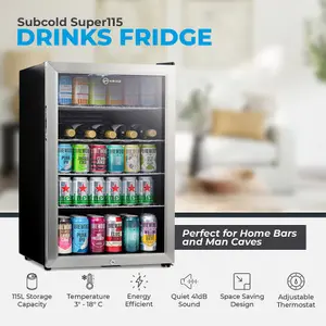 Subcold Super 115 LED Drinks Fridge - Stainless Steel