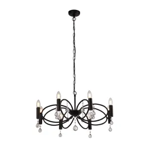 Lighting Collection Santos Matt Black 8Lt Pendant