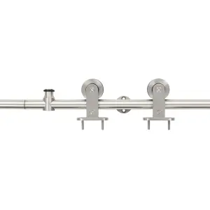 Berkfield Sliding Door Hardware Kit 183 cm Stainless Steel Silver