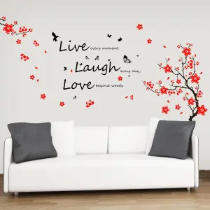 Walplus Decal Wall Art HUGE Flower Blossom Butterflies Children Wall Stickers Live Laugh Love Vivid