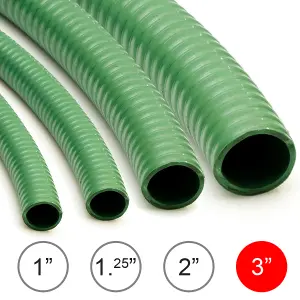 5M Reinforced Suction & Discharge Drain Pump Hose Wolf 3" (76mm) PVC Pipe for Flood Water, Ponds