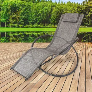 GardenKraft Rocking Moon Sun Lounger - Grey Colour