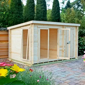 12 x 8 Ft. 19 mm Log Cabin with Storage Shed