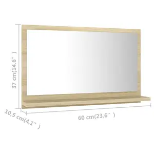 Dorlene Framed Wall Mounted Bathroom Mirror Brown Oak / 60 cm